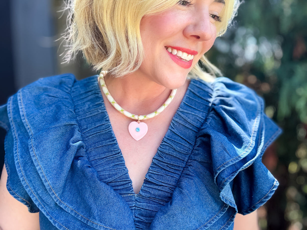 Blakely Pink Heart Necklace - Min. 2 (N-93)