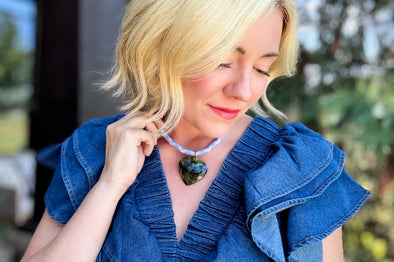 Blakely Green Heart Necklace - Min. 2 (N-90)