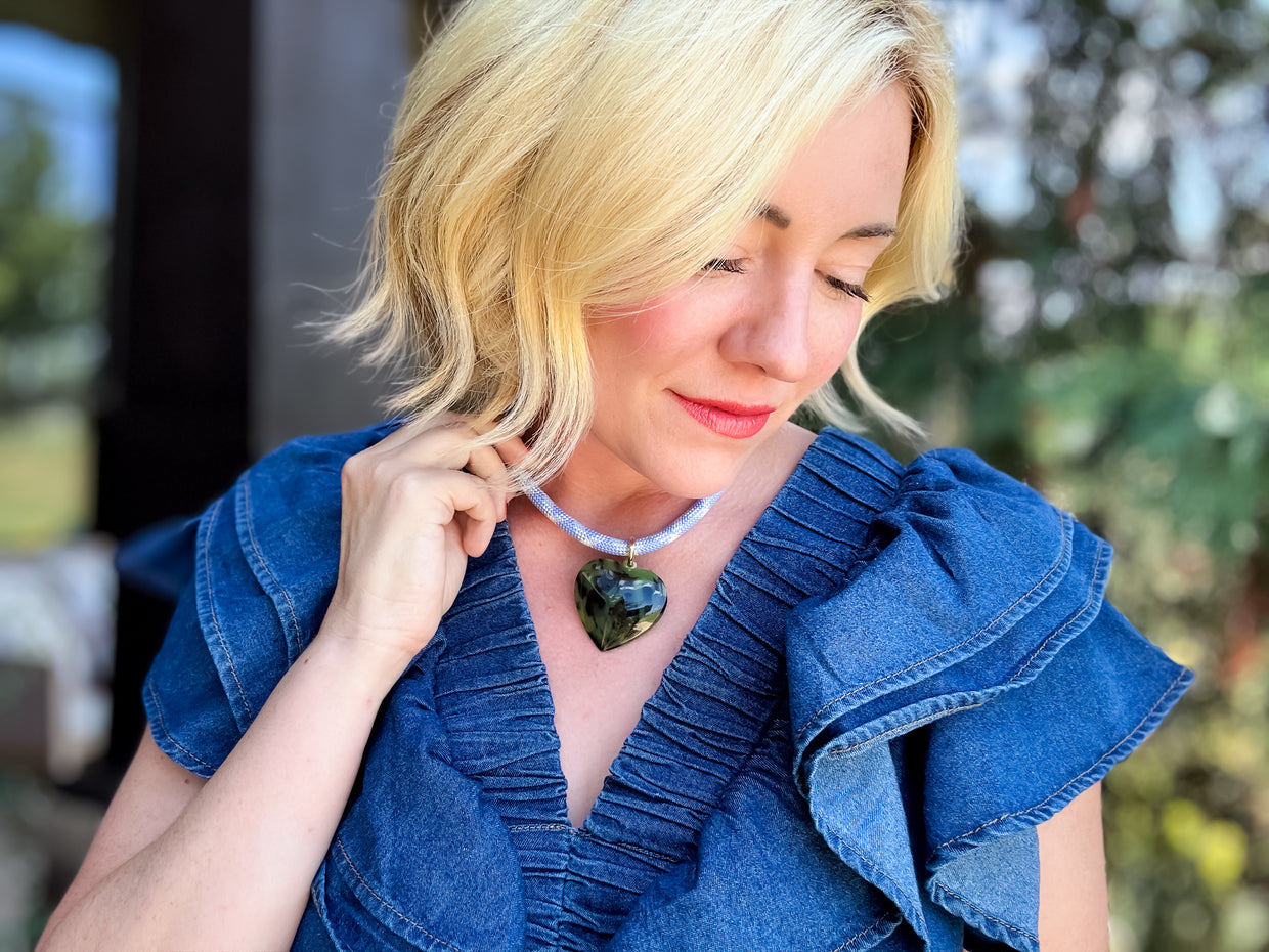 Blakely Green Heart Necklace - Min. 2 (N-90)