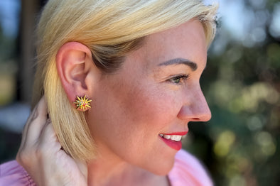 Bianca Colorful Starburst Earrings - Min. 2 (E-135)