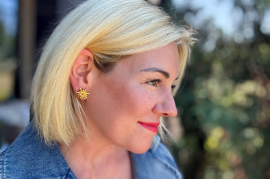 Bianca Brown Starburst Earrings - Min. 2 (E-134)
