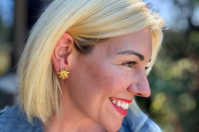 Bianca Brown Starburst Earrings - Min. 2 (E-134)