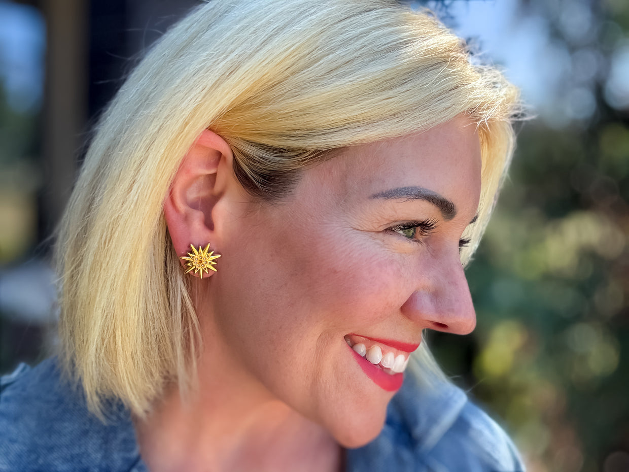 Bianca Brown Starburst Earrings - Min. 2 (E-134)