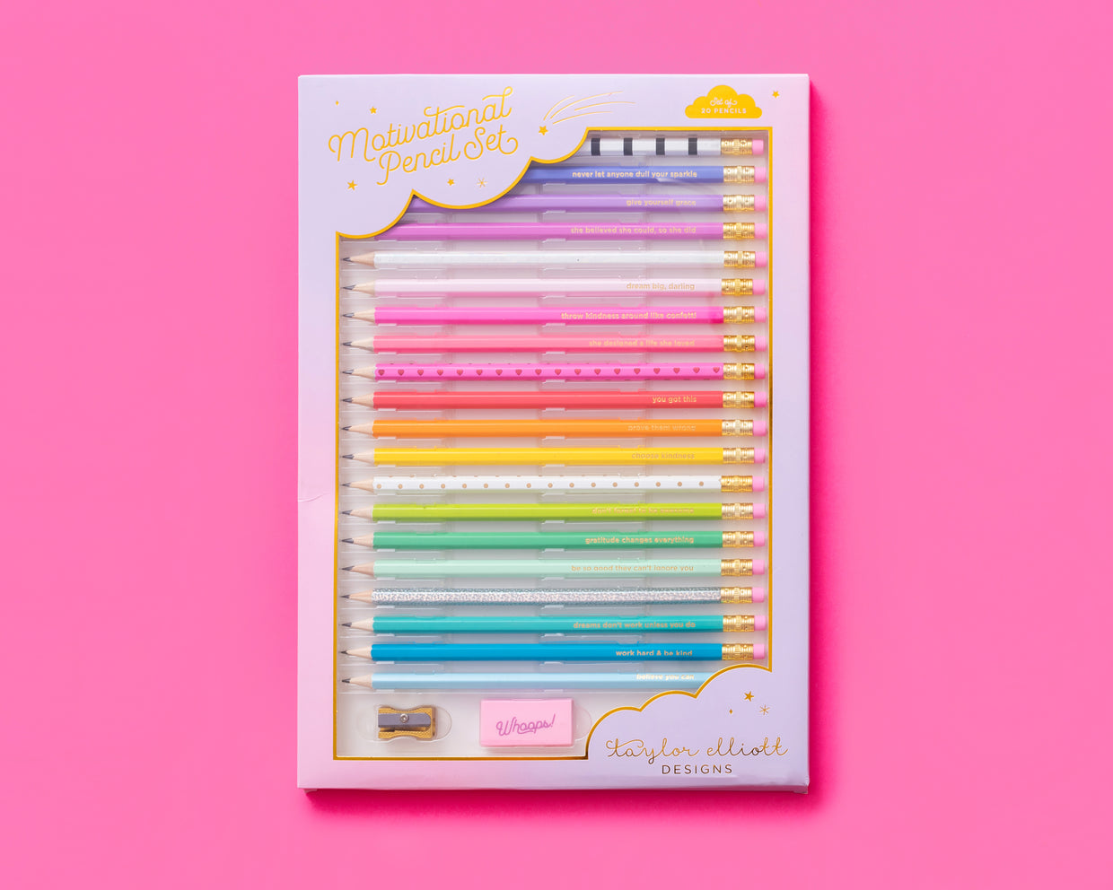 Pencil Set - Motivational - Asst Colors - 22 Piece Set (PENCIL-01)