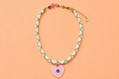 Blakely Pink Heart Necklace - Min. 2 (N-93)