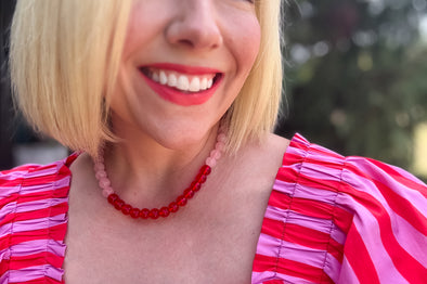 Levi Pink + Red Necklace (N-98)