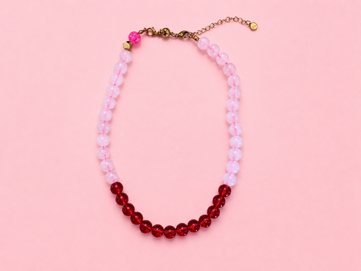 Levi Pink + Red Necklace (N-98)