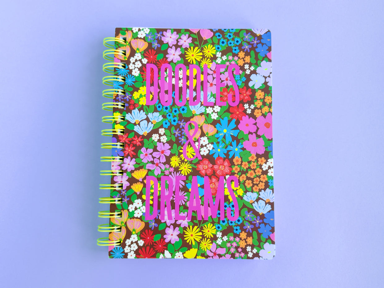 Chloe Floral Doodles and Dreams Spiral Notebook - Min. 4 (NBK-62)