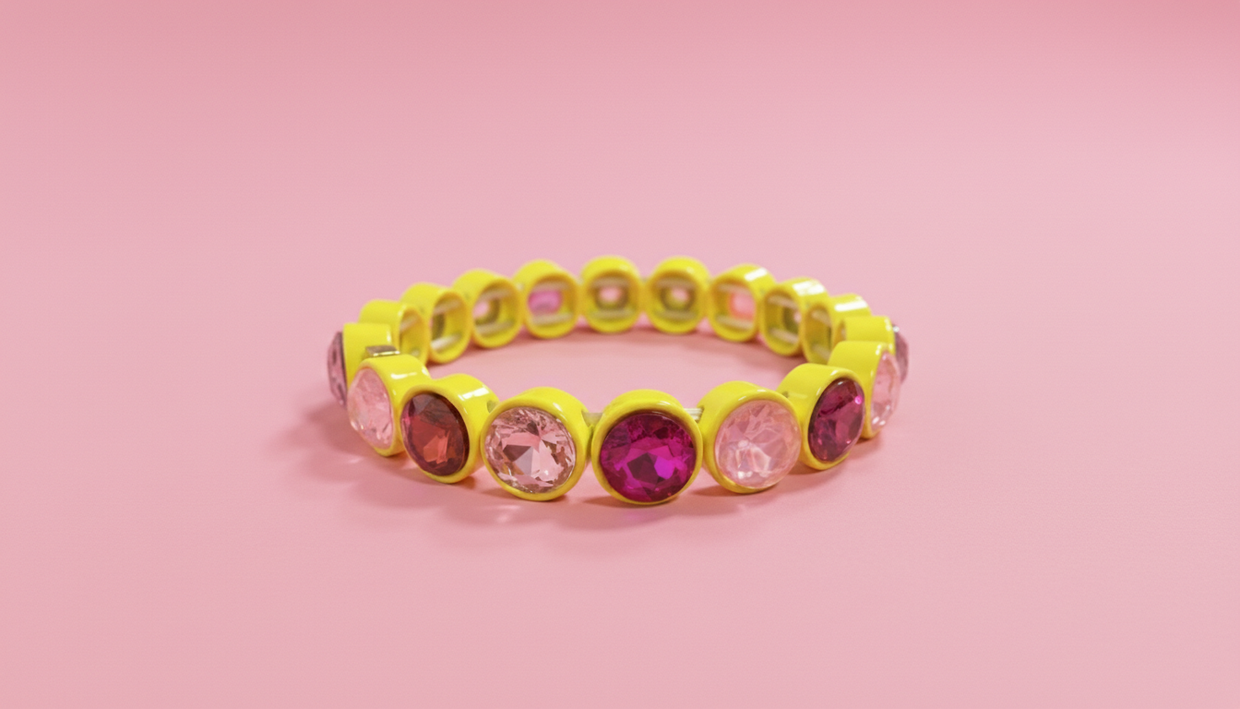 Wren Yelllow/Pink Bracelet - Min. 2 (B-77)