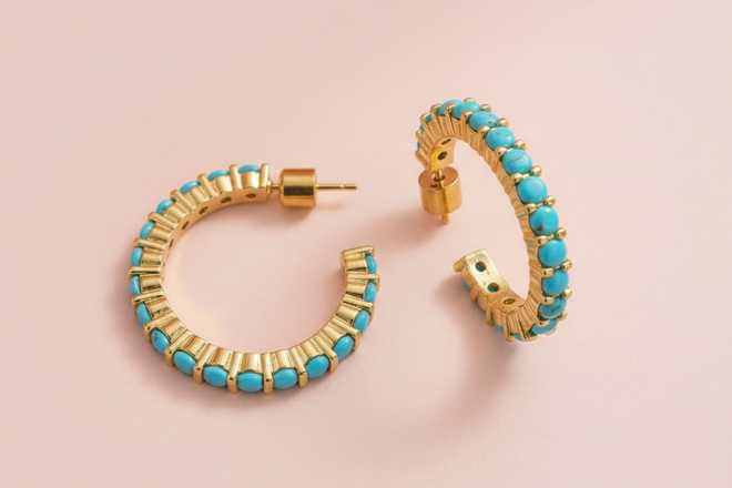 Brinn Turquoise Hoops Small - Min. 2 (E-122)