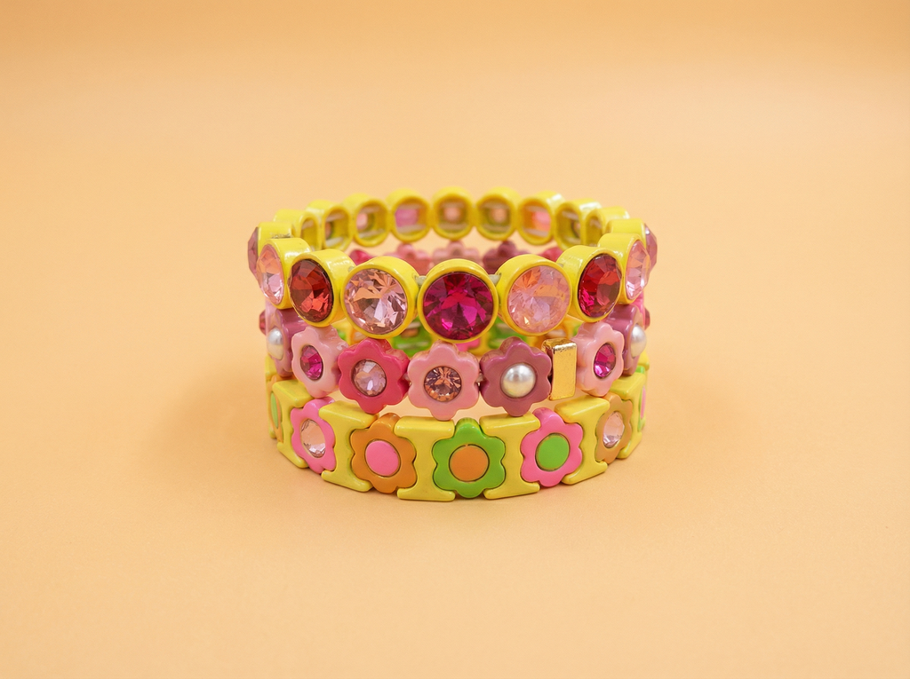 Wren Yelllow/Pink Bracelet - Min. 2 (B-77)