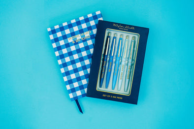 Notebook - "Work Hard and Be Kind" - Blue Gingham (NBK-20)