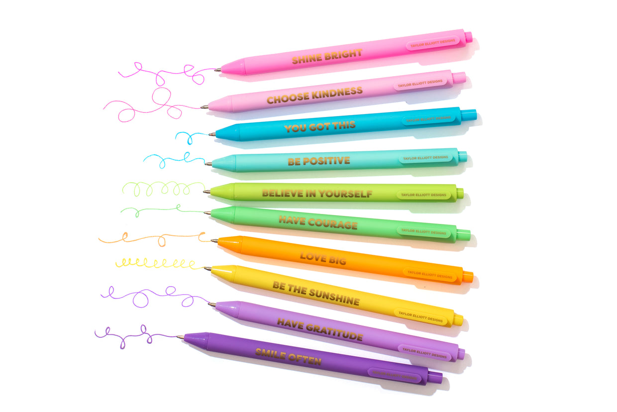 Gel Pen Set - Motivational - Asst Colors - 10 Piece Set (PEN-23)