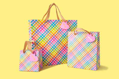 Gift Bags - Colorful Gingham (3 Sizes)