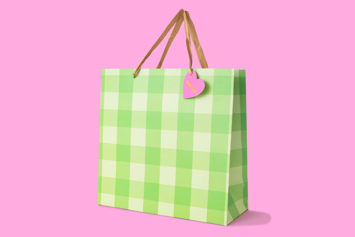 Gift Bags - Green Gingham (3 Sizes)