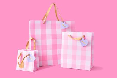 Gift Bags - Pink Gingham (3 Sizes)