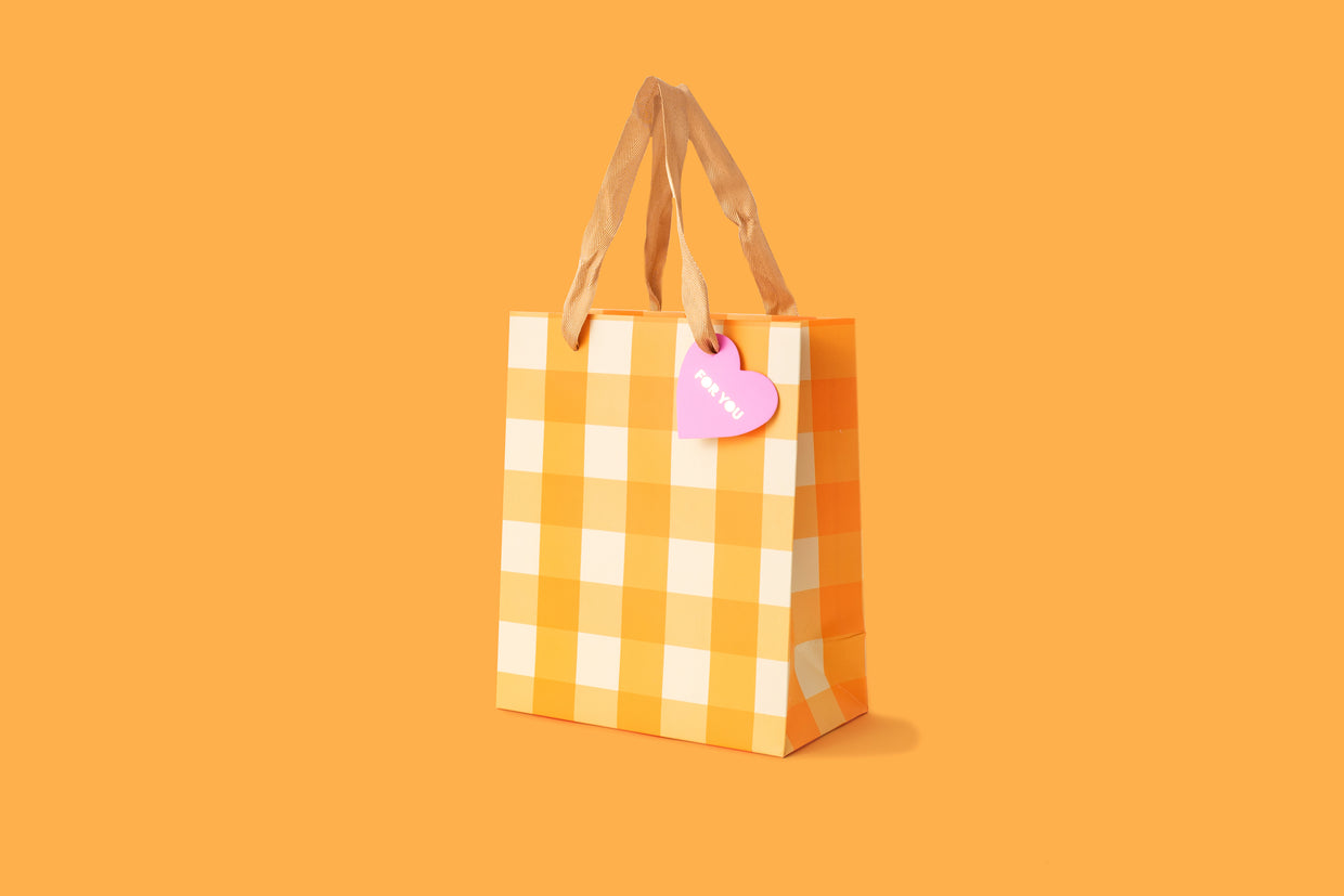 Gift Bags - Orange Gingham (3 Sizes)
