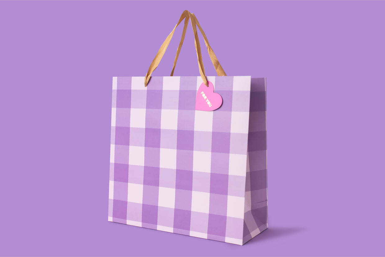 Gift Bags - Purple Gingham (3 Sizes)