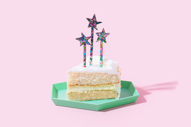 Cake Topper - Stars - Colorful Confetti - 3 Piece Set (CTOP-17)