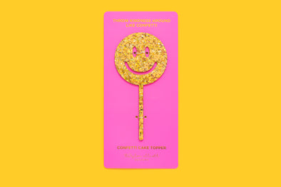 Cake Topper - Smiley - Gold Confetti (CTOP-16)