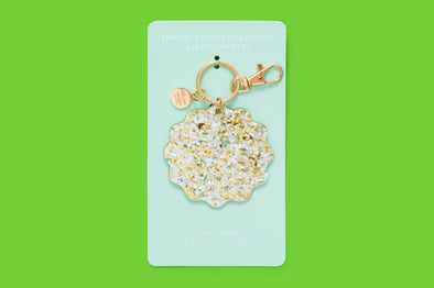 Keychain - Waves - Pearl + Gold Confetti (KC-16)