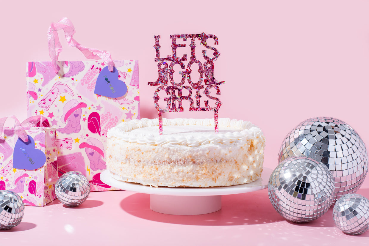 Cake Topper - "Let's Go Girls" - Pink Confetti (CTOP-15)