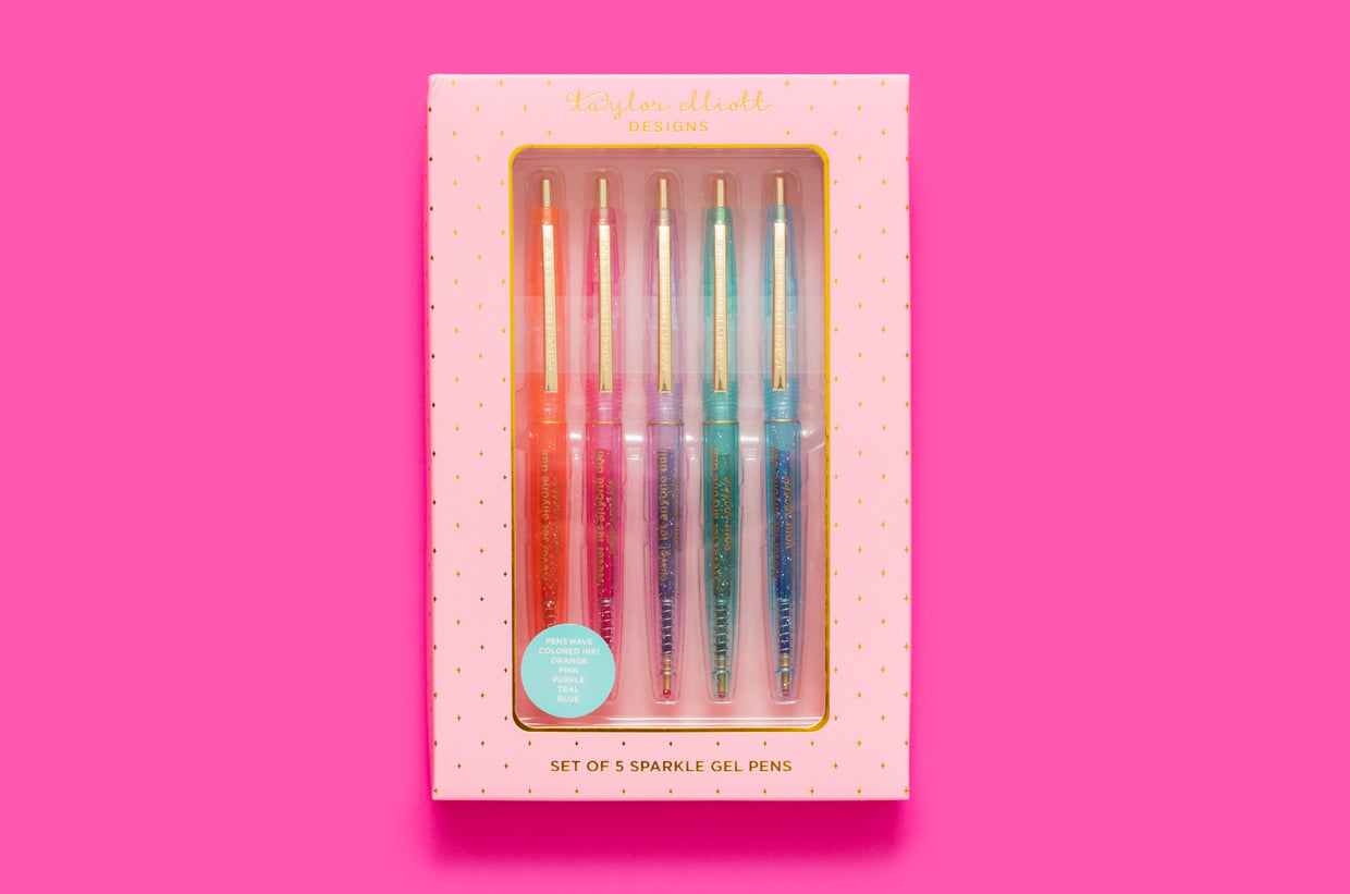 Gel Pen Set - Asst Colors w/ Sparkles - 5 Piece Set (PEN-17)