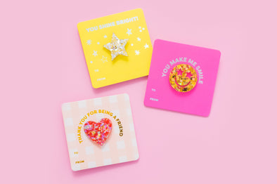 Pin Card - Smiley - Gold Confetti (TC-01)