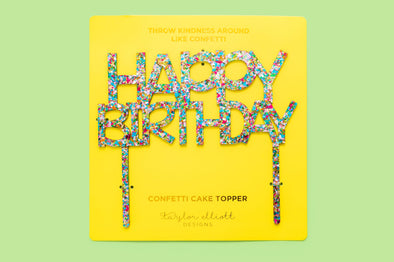 Cake Topper - "Happy Birthday" - Colorful Confetti (CTOP-12)