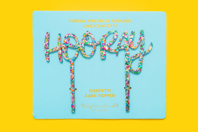 Cake Topper - "Hooray" - Colorful Confetti (CTOP-14)