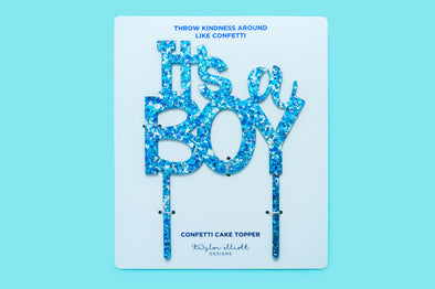 Cake Topper - "It's a Boy" - Blue Confetti (CTOP-BOY)