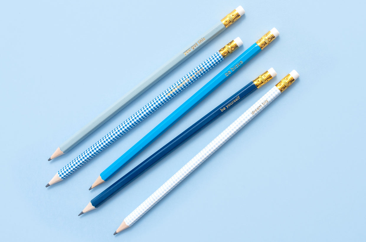 Blue Gingham Pencil Set (PENCIL-02)