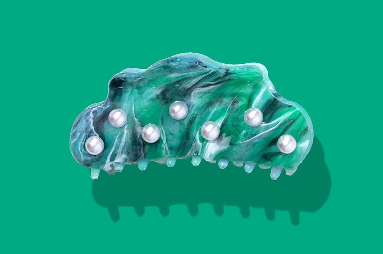 Claw Clip - Turquoise + Pearl (CC-15)