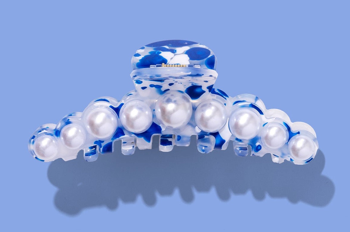 Claw Clip - Blue + Pearl (CC-14)