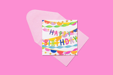 Gift Enclosure Card - "Happy Birthday" - Streamers (EC-02)