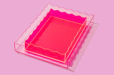 Wavy Tray - Rectangle - Medium - Hot Pink (TRAY-15)