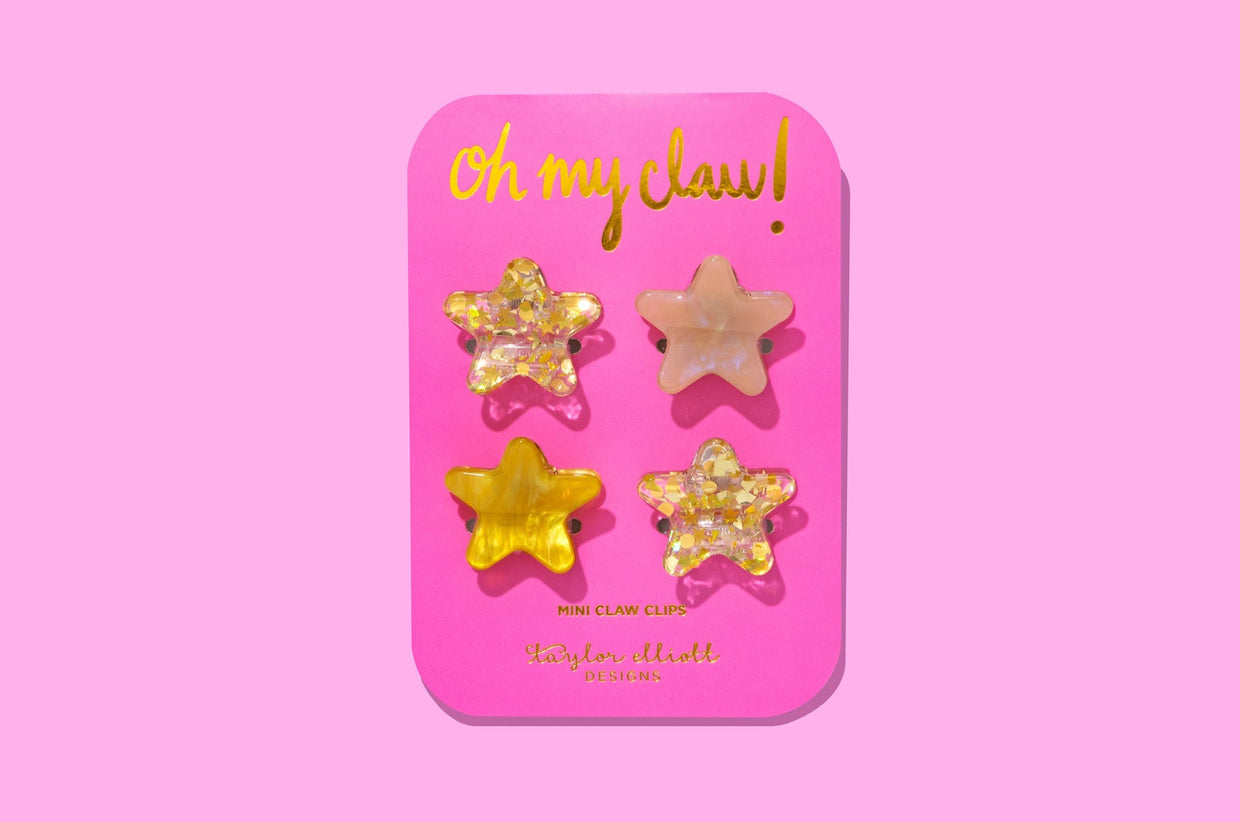 Mini Claw Clips - Gold Confetti Stars (CC-09)