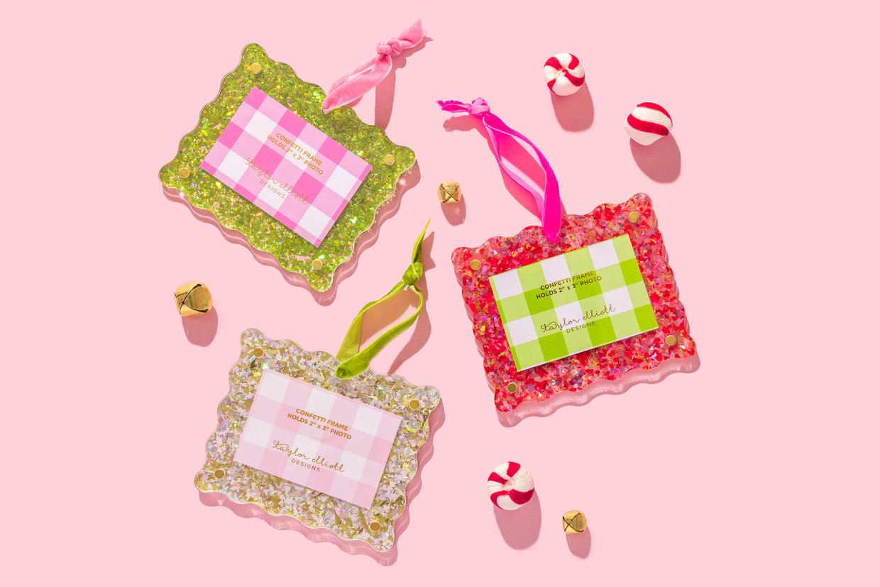Confetti Frame Ornaments (3 Colors) - Min. 4