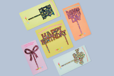 For Fun - Pink Bow Confetti Cake Topper - Min. 4 (CTOP-23)