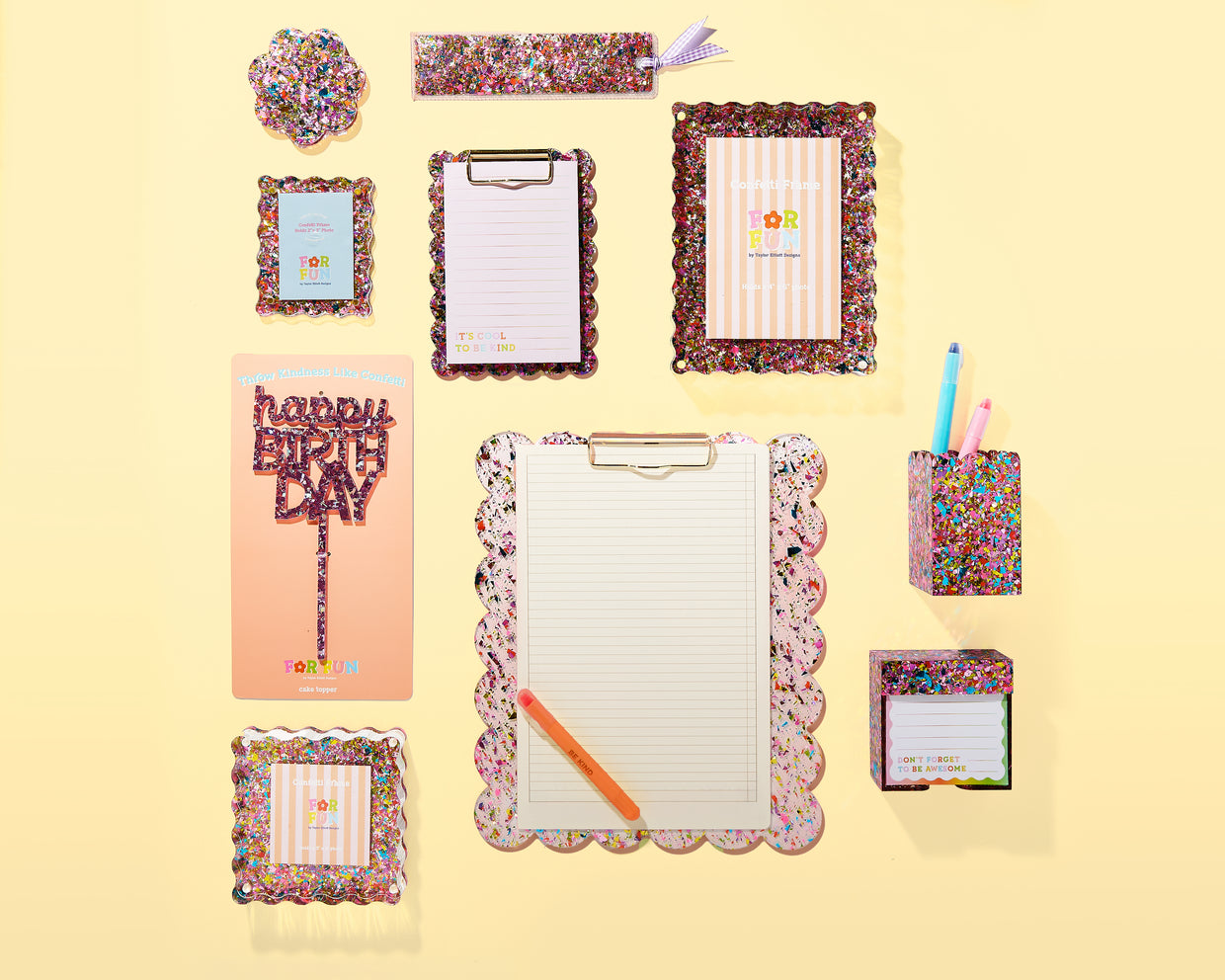 For Fun - Happy Confetti Note + Holder - Min. 4 (CT-21)