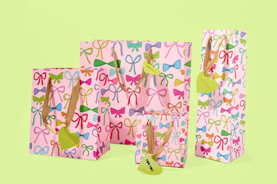 Colorful Bows Gift Bags (4 Sizes) - Min. 4