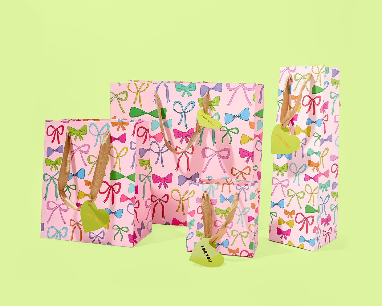 Colorful Bows Gift Bags (4 Sizes) - Min. 4