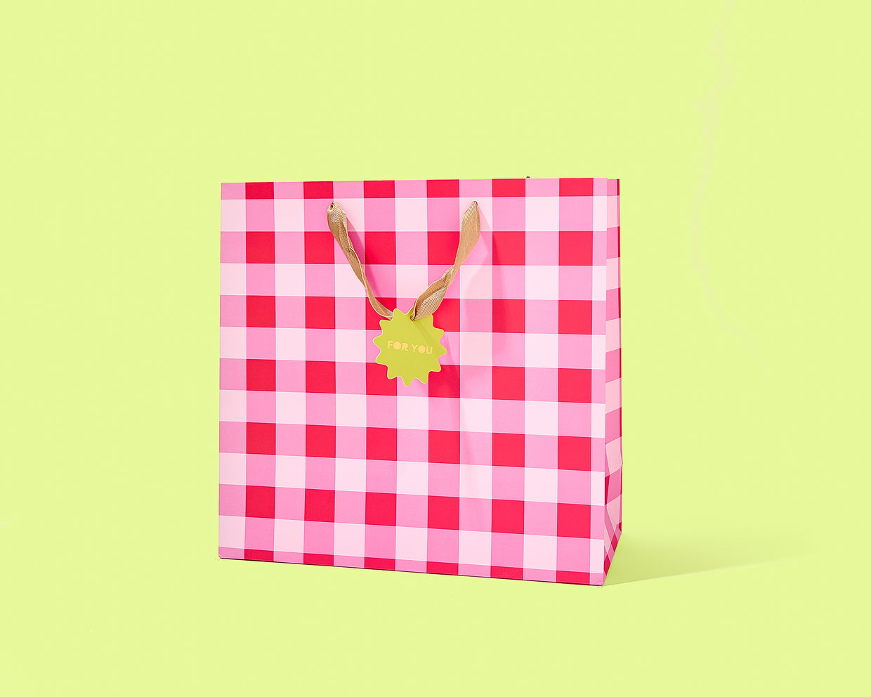 Red + Pink Gingham Gift Bags (4 Sizes) - Min. 4