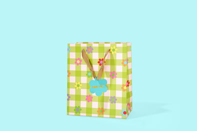 Gingham Flowers Gift Bags (4 Sizes) - Min. 4