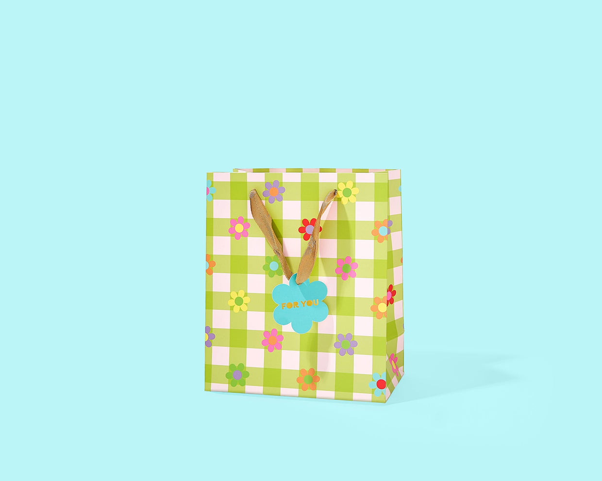Gingham Flowers Gift Bags (4 Sizes) - Min. 4