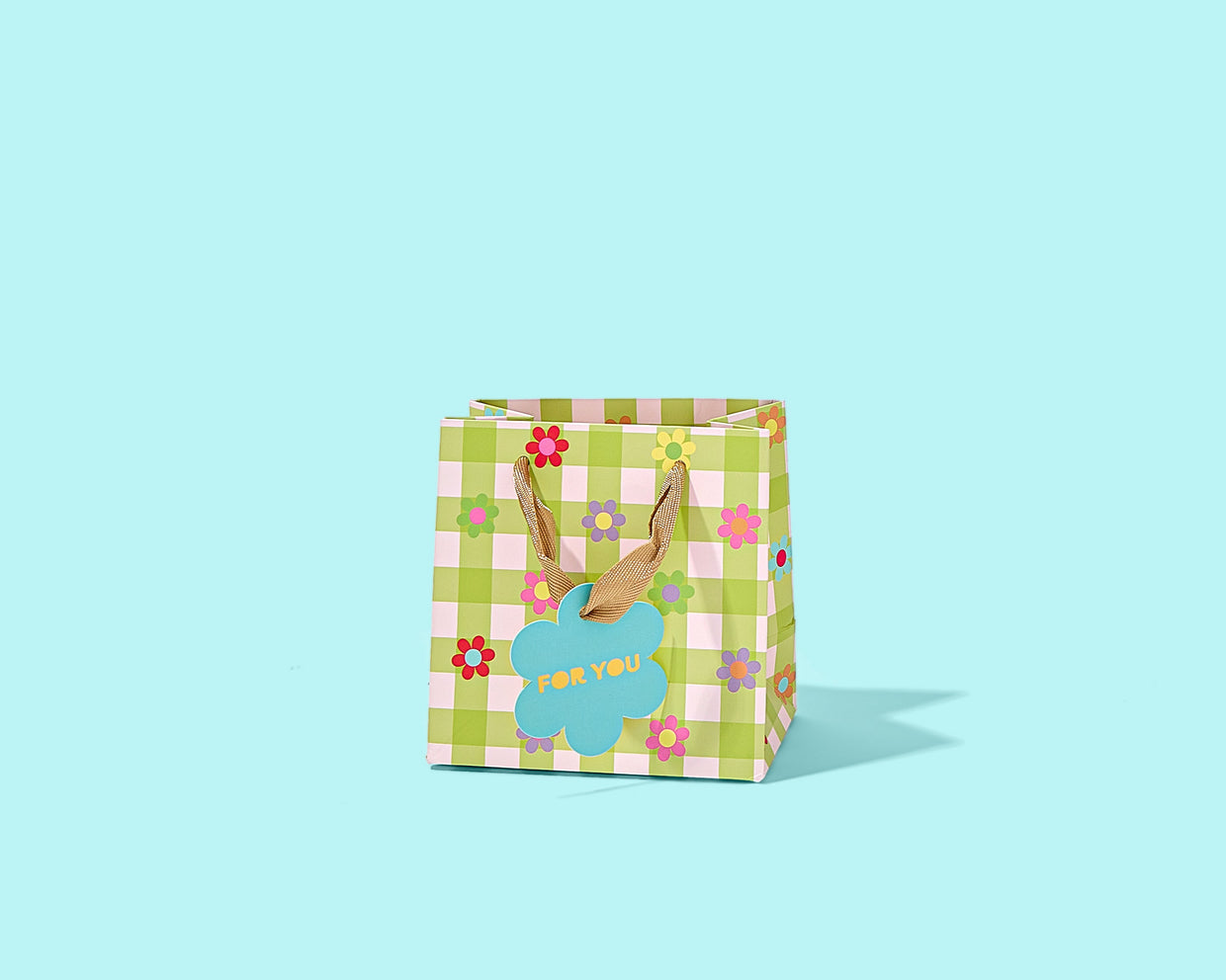 Gingham Flowers Gift Bags (4 Sizes) - Min. 4