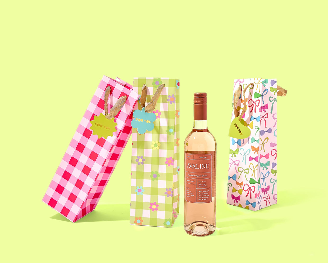 Red + Pink Gingham Gift Bags (4 Sizes) - Min. 4