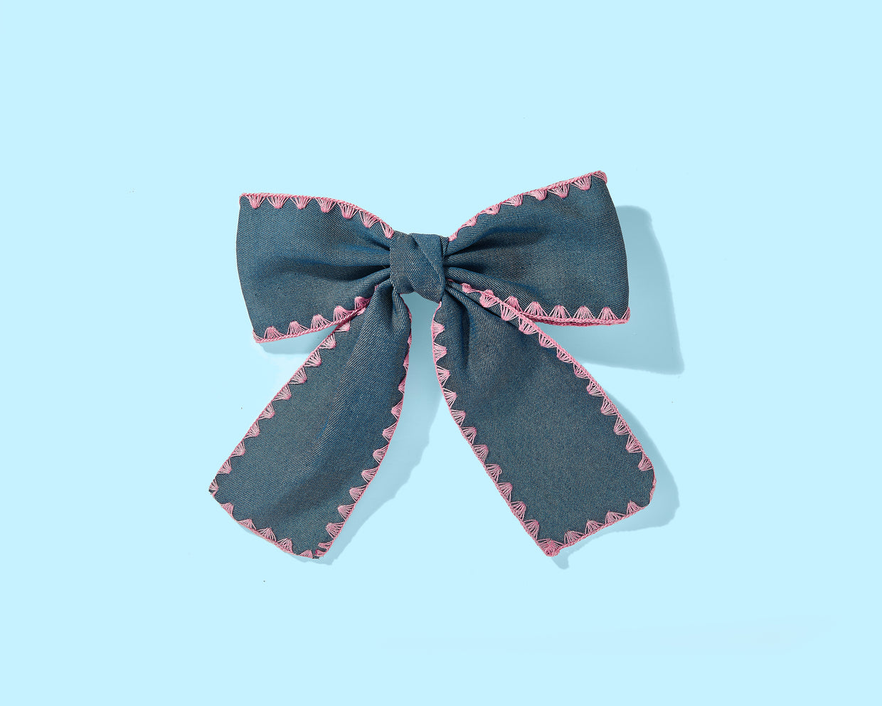 For Fun - Dark Chambray Hair Bow - Min. 2 (FF-H02)