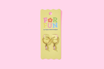 For Fun - Maxie Pink Huggie Earrings - Min. 2 (FF-E23)