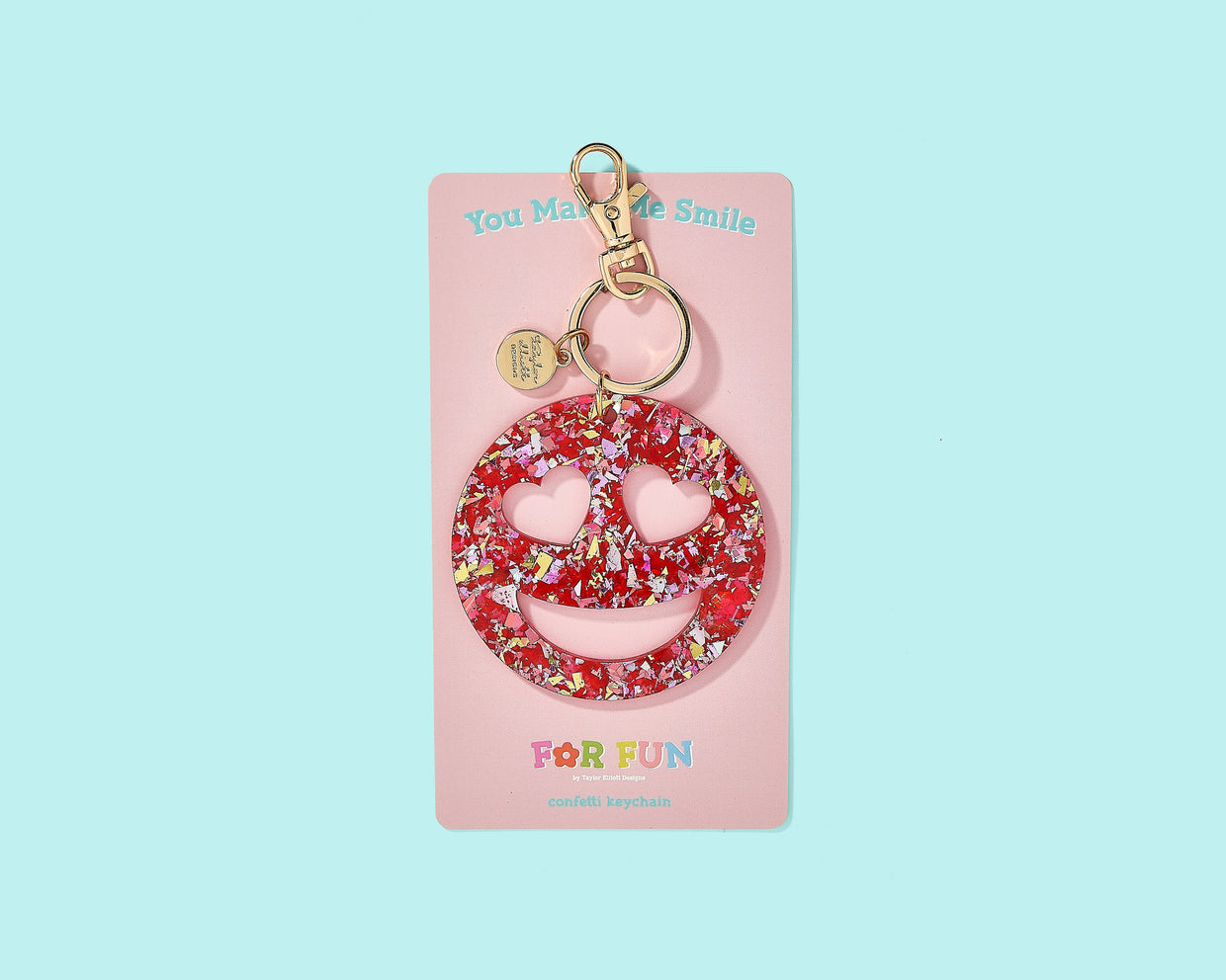 For Fun - Red Confetti Heart Eyes Keychain - Min. 4 (KC-22)